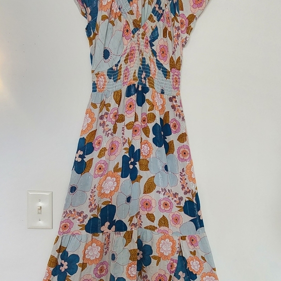 Floral Maxi Dress with Cap Sleeves - Picture 3 of 11